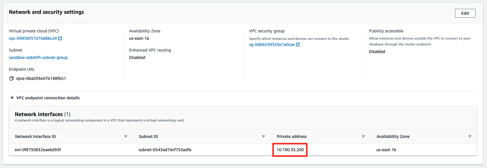 Target type: IP address